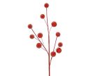 Voir la slide Branche décorative Noël H69cm avec petites boules à facettes recouvertes de sequins rouges scintillants