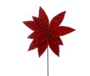 Voir la slide Fleur Poinsettia rouge Ø29cm H45cm, pétales et cœur entièrement recouverts de sequins rouges scintillants