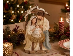 Figurine Sainte Famille en résine H20cm, crèche de Noël peinte à la main, Marie, Joseph et Jésus