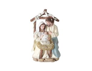 Figurine Sainte Famille en résine H20cm, crèche de Noël peinte à la main, Marie, Joseph et Jésus