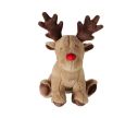Voir la slide Cale-porte renne de Noël H32cm en peluche beige, nez rouge, bois marron, posé contre une porte