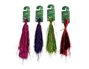 Set 4 lametta scintillantes H50cm pour sapin de Noël, coloris rose, violet, vert et rouge métallisé