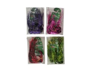 Set 4 lametta scintillantes H50cm pour sapin de Noël, coloris rose, violet, vert et rouge métallisé