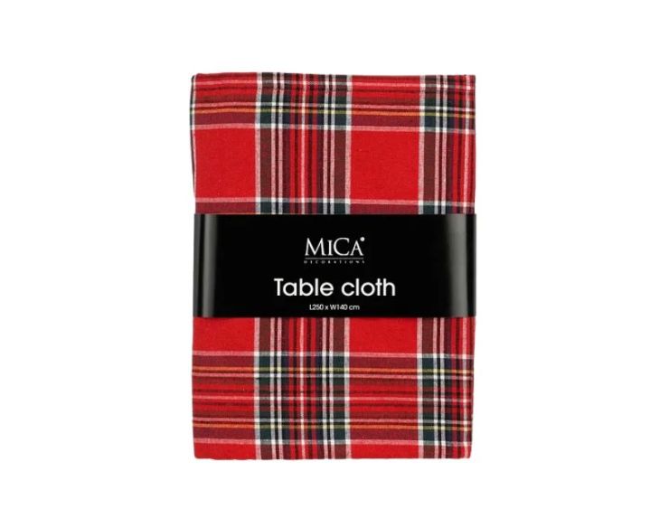 Nappe tartan rouge 250x140cm à carreaux multicolores, décoration de table de Noël festive