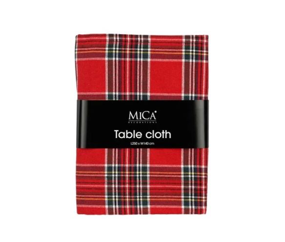 Nappe tartan rouge 250x140cm à carreaux multicolores, décoration de table de Noël festive