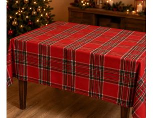 Nappe tartan rouge 250x140cm à carreaux multicolores, décoration de table de Noël festive