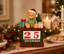 Voir la slide Décoration calendrier de l’Avent H17cm, ours Noël sur bloc chiffres amovibles, sapin et cadeaux colorés