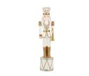 Voir la slide Grande figurine casse-noisette H102cm, uniforme blanc et cuivré, trompette dorée, socle tambour blanc et or