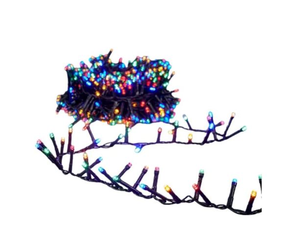 Guirlande lumineuse 2000 LED multicolores 40m, câble vert foncé, intérieur et extérieur IP44