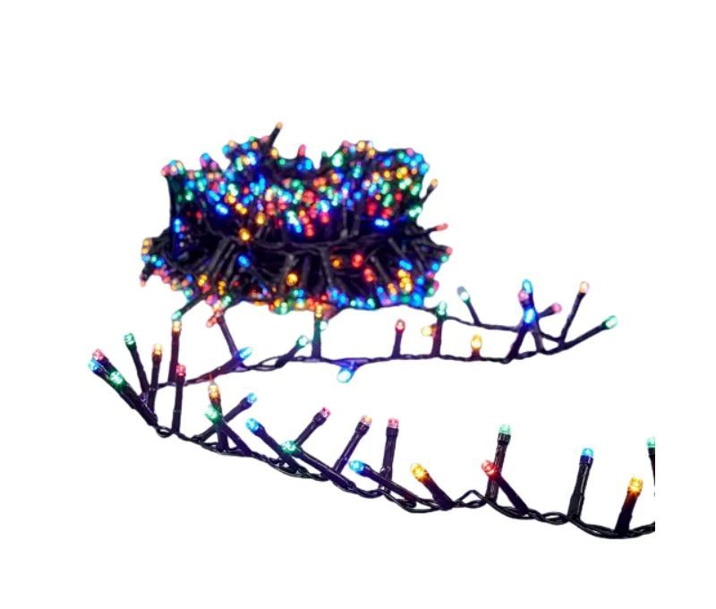 Guirlande lumineuse 2000 LED multicolores 40m, câble vert foncé, intérieur et extérieur IP44