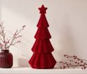 Voir la slide Sapin décoratif H39cm en velours floqué bordeaux, étoile au sommet, finition monochrome douce et mate