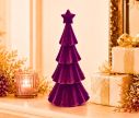 Voir la slide Sapin décoratif H39cm en velours floqué mauve violet, 4 étages festonnés, étoile au sommet monochrome
