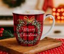 Voir la slide Mug porcelaine rouge tartan couronne Noël inscription Merry Christmas 400ml