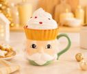 Voir la slide Mug céramique Noël jaune forme casse-noisette couvercle cupcake chantilly 400ml