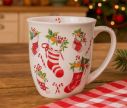 Voir la slide Mug porcelaine blanc Noël chaussettes rouges friandises cadeaux sucre d'orge 400ml