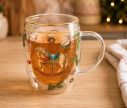Voir la slide Tasse verre double paroi Noël cheval à bascule vintage branches sapin motifs festifs 350ml