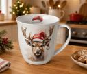 Voir la slide Mug porcelaine blanc Noël tête renne bonnet Père Noël aquarelle 400ml
