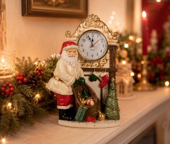 Horloge décorative Noël Père Noël sac cadeaux festif H22cm décoration intérieure