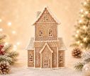 Voir la slide Manoir pain d'épices givré LED arabesques blanches paillettes scintillantes H23cm décoration Noël