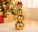 Voir la slide Décoration Noël cloches dorées empilées étoiles nœud rouge scintillant H54cm
