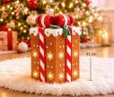 Voir la slide Décoration cadeau pain d'épices lumineux LED rubans sucre d'orge rouges glaçage blanc flocons H41cm