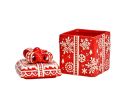 Voir la slide Boîte cadeau Noël céramique rouge flocons blancs nœud relief couvercle H15cm décoration