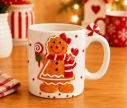 Voir la slide Mug céramique blanc bonhomme pain d'épices Cannelle nœud rouge sucre d'orge robe anse sucre d'orge 350ml