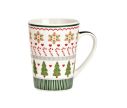 Voir la slide Mug XL porcelaine blanc vert sapins étoiles pain d'épices sucres d'orge cœurs rayures 520ml