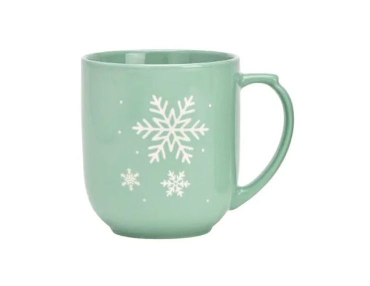 Tasse XXL porcelaine vert pastel grand flocon de neige blanc motif hiver 820ml