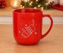 Voir la slide Tasse XXL porcelaine rouge motif gant de Noël blanc cœurs étoiles hiver 820ml