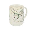 Voir la slide Grande tasse porcelaine blanche lutins Noël verts guirlande lumineuse dorée étoiles liseré doré 580ml