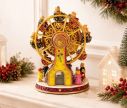 Voir la slide Boîte à musique grande roue poly doré rouge jaune oursons personnages mouvement rotatif décoration Noël cheminée H14cm