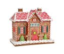 Voir la slide Maison LED pain d'épices poly lumineuse Noël toits rouges sapins sucres orge porte rouge H26cm