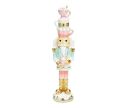 Voir la slide Figurine casse-noisette poly rose menthe pastel tasses empilées chapeau doré uniforme glaçage Noël H50cm