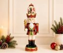 Voir la slide Figurine casse-noisette poly verre rouge doré vert boule neige lumineuse musicale couronne chapeau scène Noël H50cm