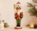 Voir la slide Figurine casse-noisette roi poly verre rouge vert doré sceptre cadeaux boule neige lumineuse musicale couronne Noël H50cm