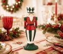 Voir la slide Bougeoir céramique casse-noisette Noël vert dominant uniforme rouge doré chapeau losanges verts rayures H22cm