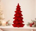 Voir la slide Grand sapin Noël floqué velours rouge vif poly branches étagées texturées décoration cheminée Noël H27cm
