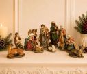 Voir la slide Crèche Noël set 11 figurines poly multicolore Marie Joseph Jésus Rois mages ange berger animaux H14cm