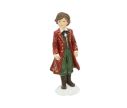 Voir la slide Figurine enfant garçon Noël poly manteau rouge doré veste verte pantalon vert nœud papillon noir bottes marron socle neige H17cm