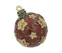 Voir la slide Boule Noël décorative poly bordeaux relief poinsettias feuilles dorées arabesque capuchon vert doré H14cm