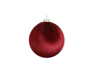 Boule Noël velours tissu bordeaux texture douce incassable 8cm
