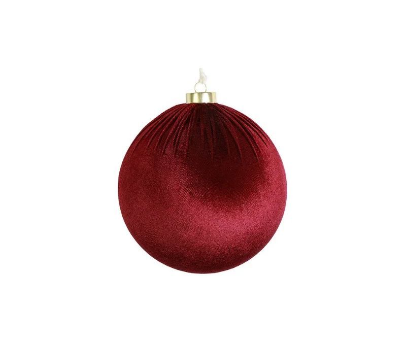 Boule Noël velours tissu bordeaux texture douce incassable 8cm