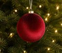 Voir la slide Boule Noël velours tissu bordeaux texture douce incassable 8cm