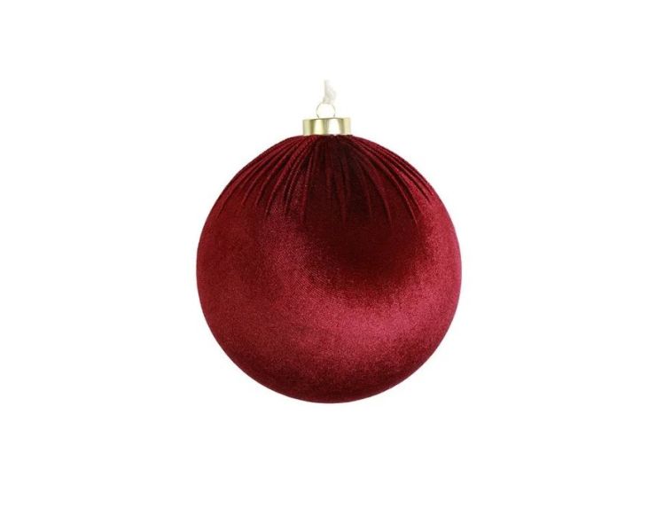 Boule Noël velours tissu bordeaux texture douce incassable 10cm
