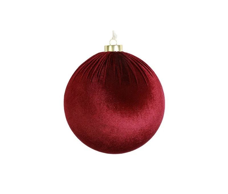 Boule Noël velours tissu bordeaux texture douce incassable 10cm