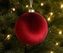Voir la slide Boule Noël velours tissu bordeaux texture douce incassable 10cm
