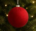 Voir la slide Grande boule Noël velours tissu rouge vif texture douce incassable 15cm