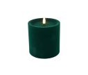 Voir la slide Bougie LED pilier velours floqué vert sapin effet flamme réaliste timer H10cm Ø10cm