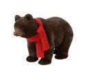 Voir la slide Ours peluche brun foncé à 4 pattes écharpe rouge tricot réaliste L58cm décoration Noël